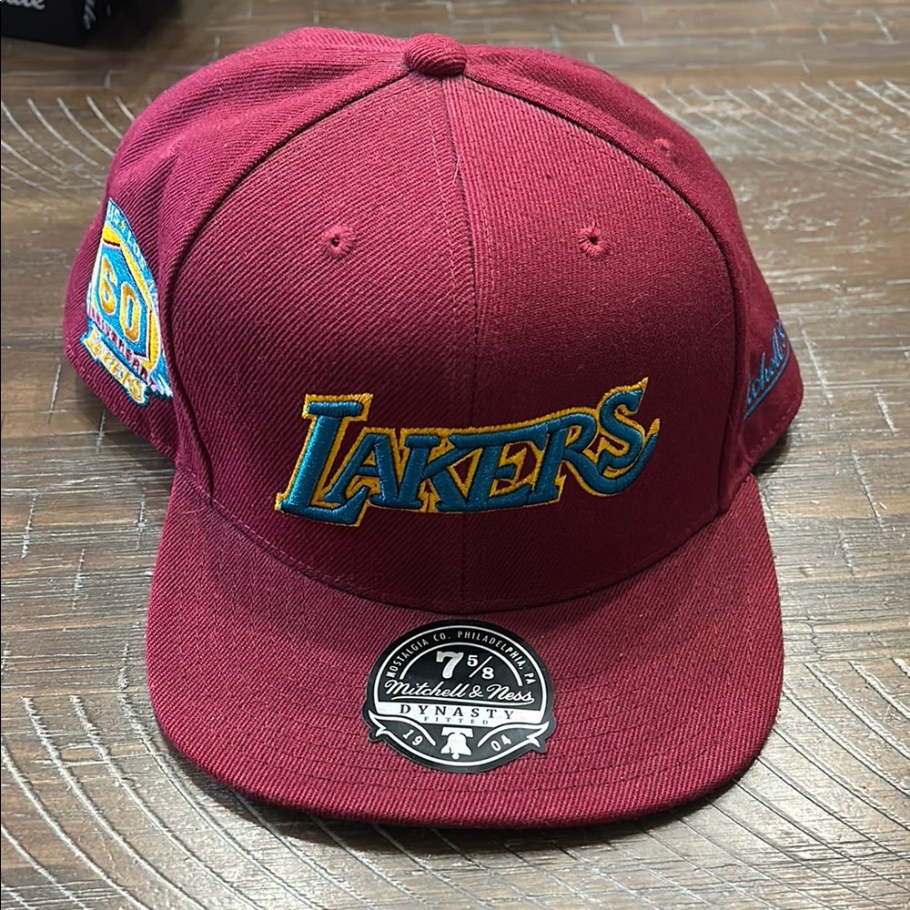 Mitchell & Ness Lakers Maroon 7 5/8 Fitted Hat